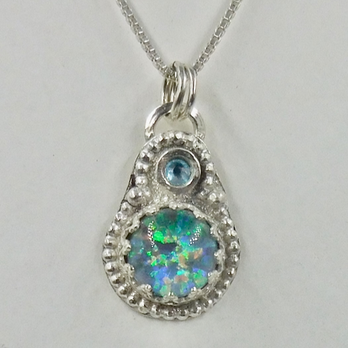 DKC-2128 Pendant, Aurora Opal and Swarovski Crystal $220 at Hunter Wolff Gallery